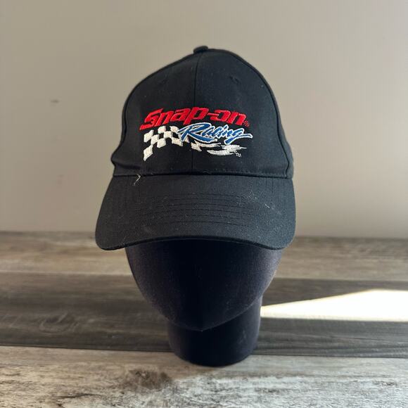 Vintage Black K-Products Snap On Racing Indy Nascar Race Car Checkered‎ Hat 90s - Picture 1 of 7